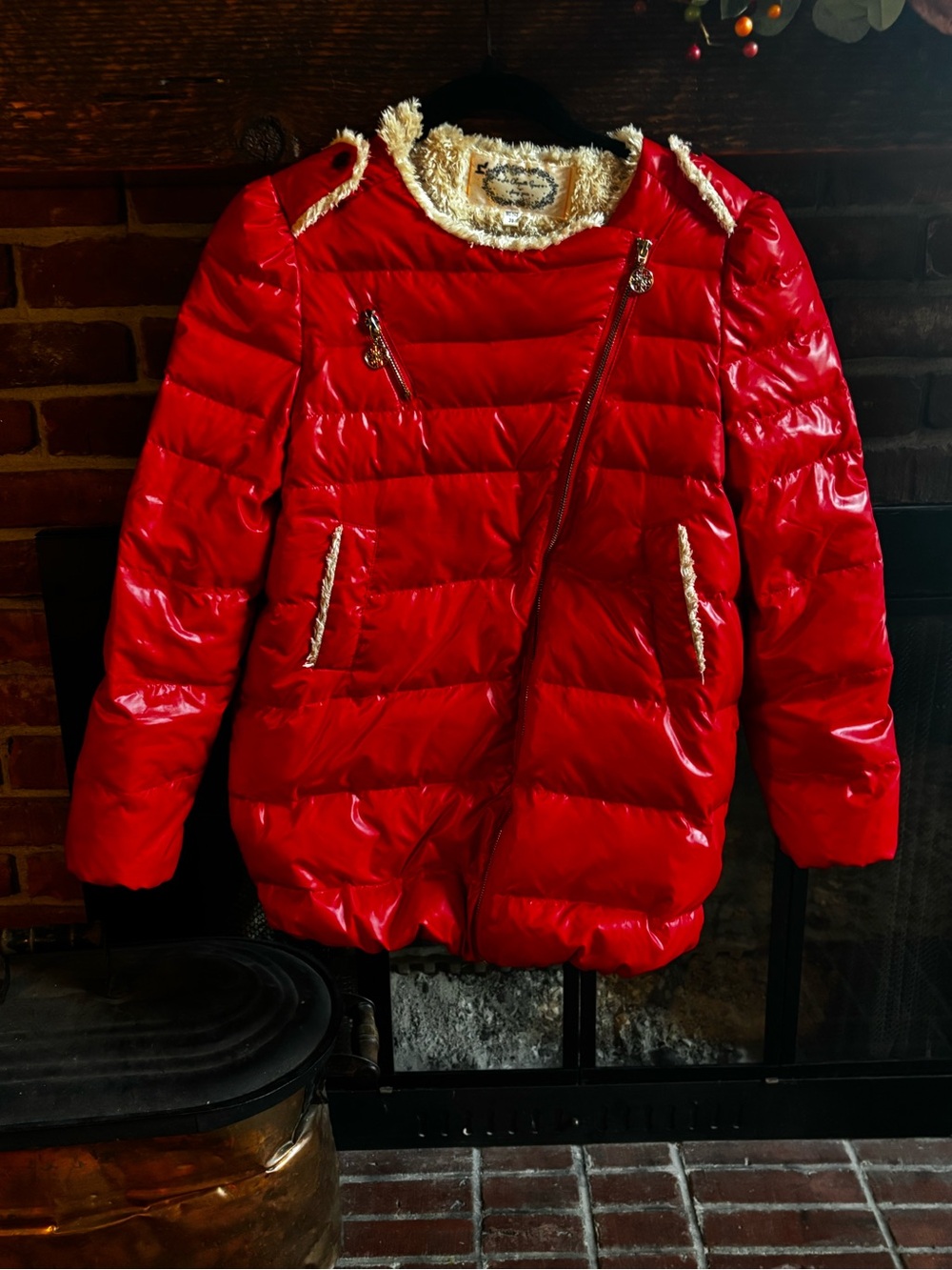 La Chapelle Sport Asymmetrical Red Down Puffer Jacket